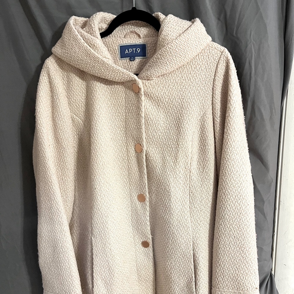 APT. 9 light pink winter coat with hood.